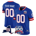 Choea Custom NY.Giants Royal 100th Season & State Patch Vapor Limited Home Game Any Name & Numbers Stitched Jerseys