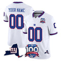 Choea Custom NY.Giants White 100th Season & State Patch Vapor Limited Home Game Any Name & Numbers Stitched Jerseys
