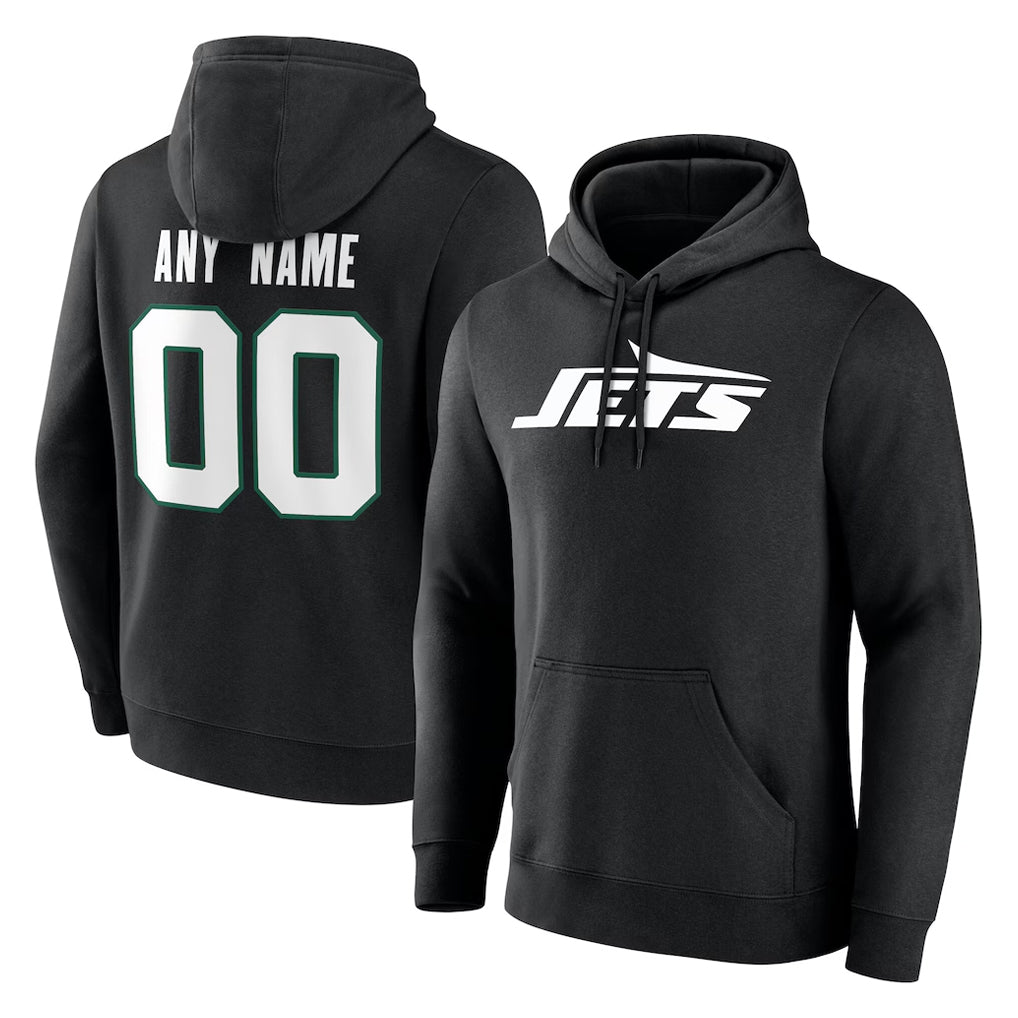 Choea Custom NY.Jets Black LOGO Pullover Hoodies Limited Game Any Name & Numbers Stitched Jerseys