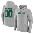 Choea Custom NY.Jets Gray LOGO Pullover Hoodies Limited Game Any Name & Numbers Stitched Jerseys
