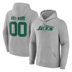 Choea Custom NY.Jets Gray LOGO Pullover Hoodies Limited Game Any Name & Numbers Stitched Jerseys