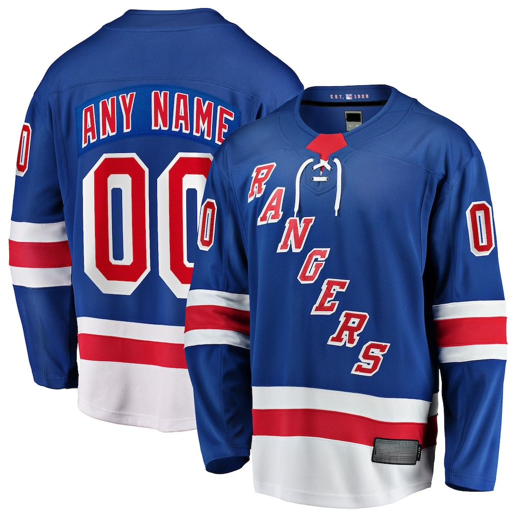 Choea Custom NY.Rangers Blue Home Breakaway Jerseys