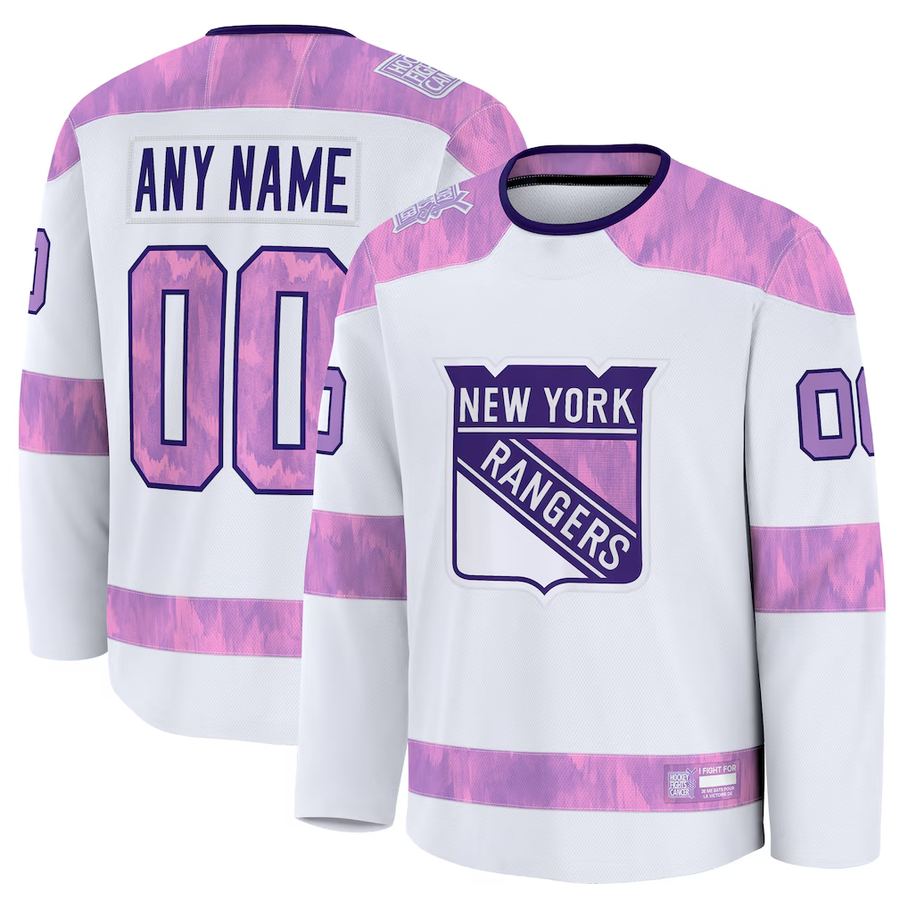 Choea Custom NY.Rangers White 2024 Hockey Fights Cancer Practice Jerseys
