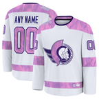 Choea Custom O.Senators White 2024 Hockey Fights Cancer Practice Jerseys