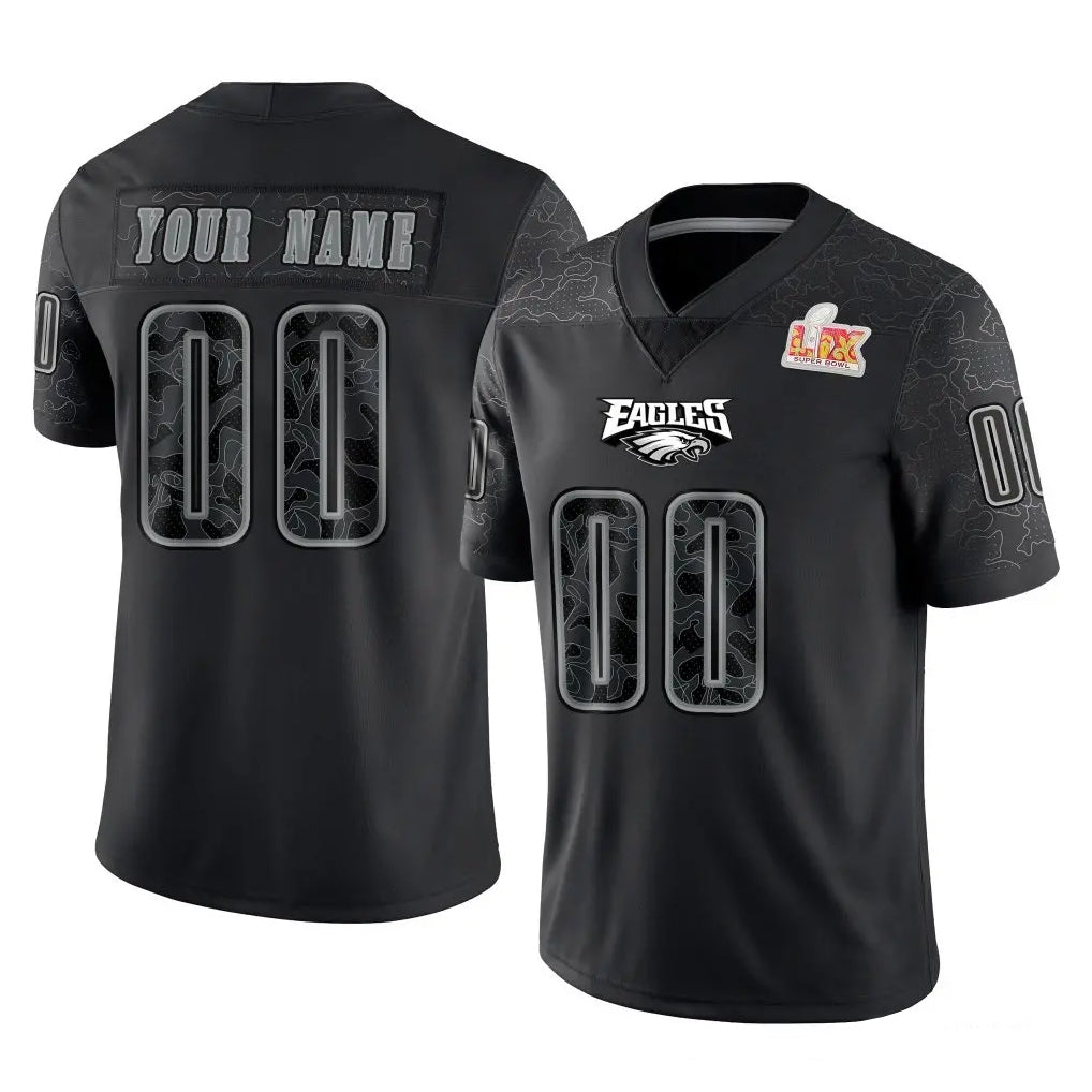 Choea Custom P.Eagles Black Fashion Super Bowl LIX Home Game Any Name & Numbers Stitched Jerseys