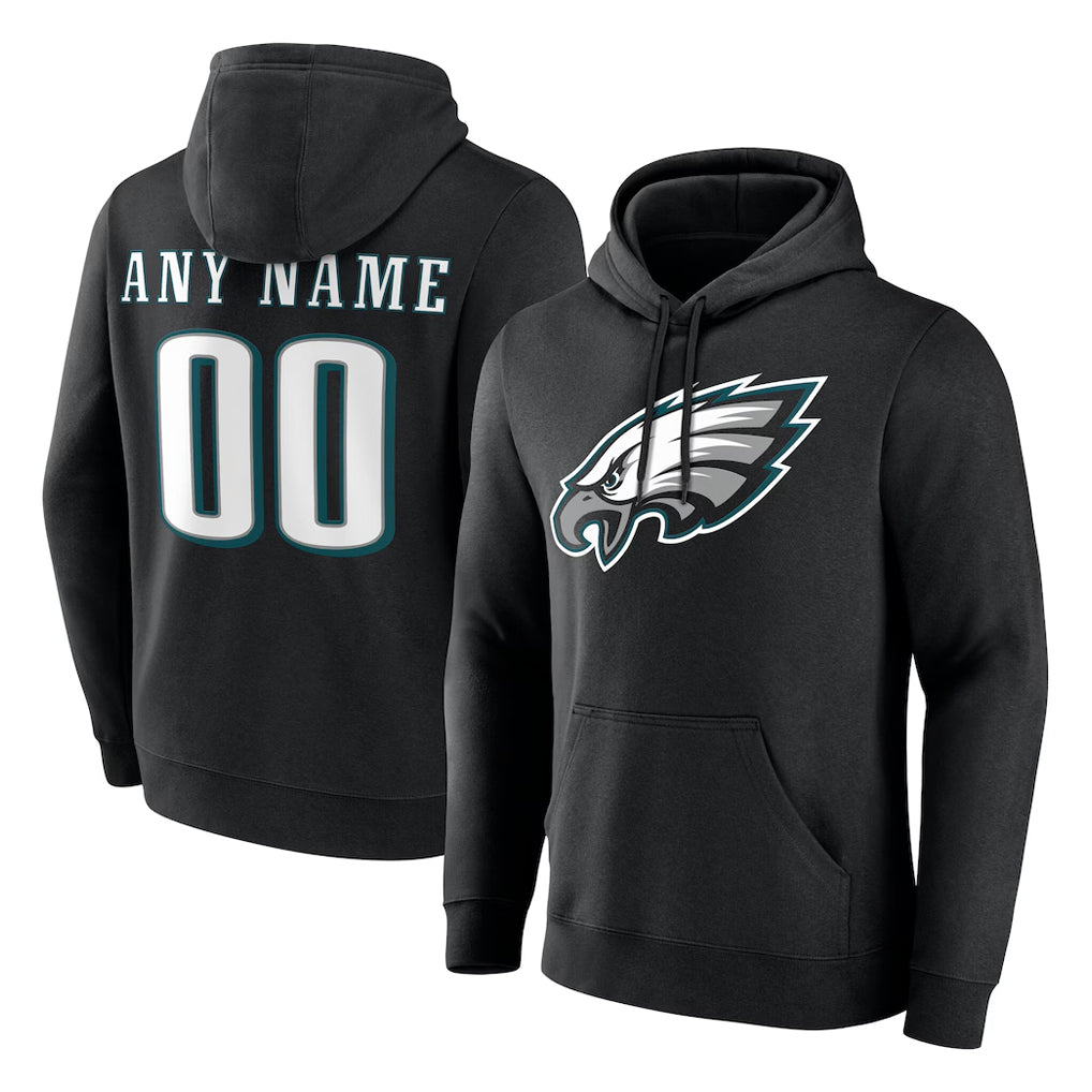 Choea Custom P.Eagles Black LOGO Pullover Hoodies Home Game Any Name & Numbers Stitched Jerseys