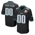 Choea Custom P.Eagles Black Super Bowl LIX Home Game Any Name & Numbers Stitched Jerseys