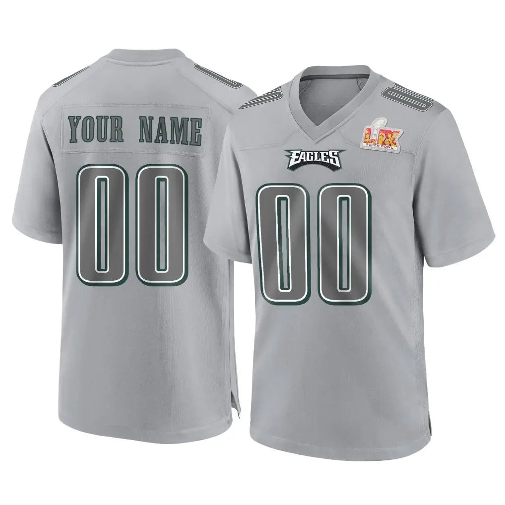Choea Custom P.Eagles Gray Atmosphere Fashion Super Bowl LIX Home Game Any Name & Numbers Stitched Jerseys