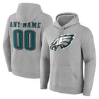 Choea Custom P.Eagles Gray LOGO Pullover Hoodies Home Game Any Name & Numbers Stitched Jerseys