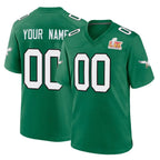 Choea Custom P.Eagles Green Kelly Alternate Super Bowl LIX Home Game Any Name & Numbers Stitched Jerseys