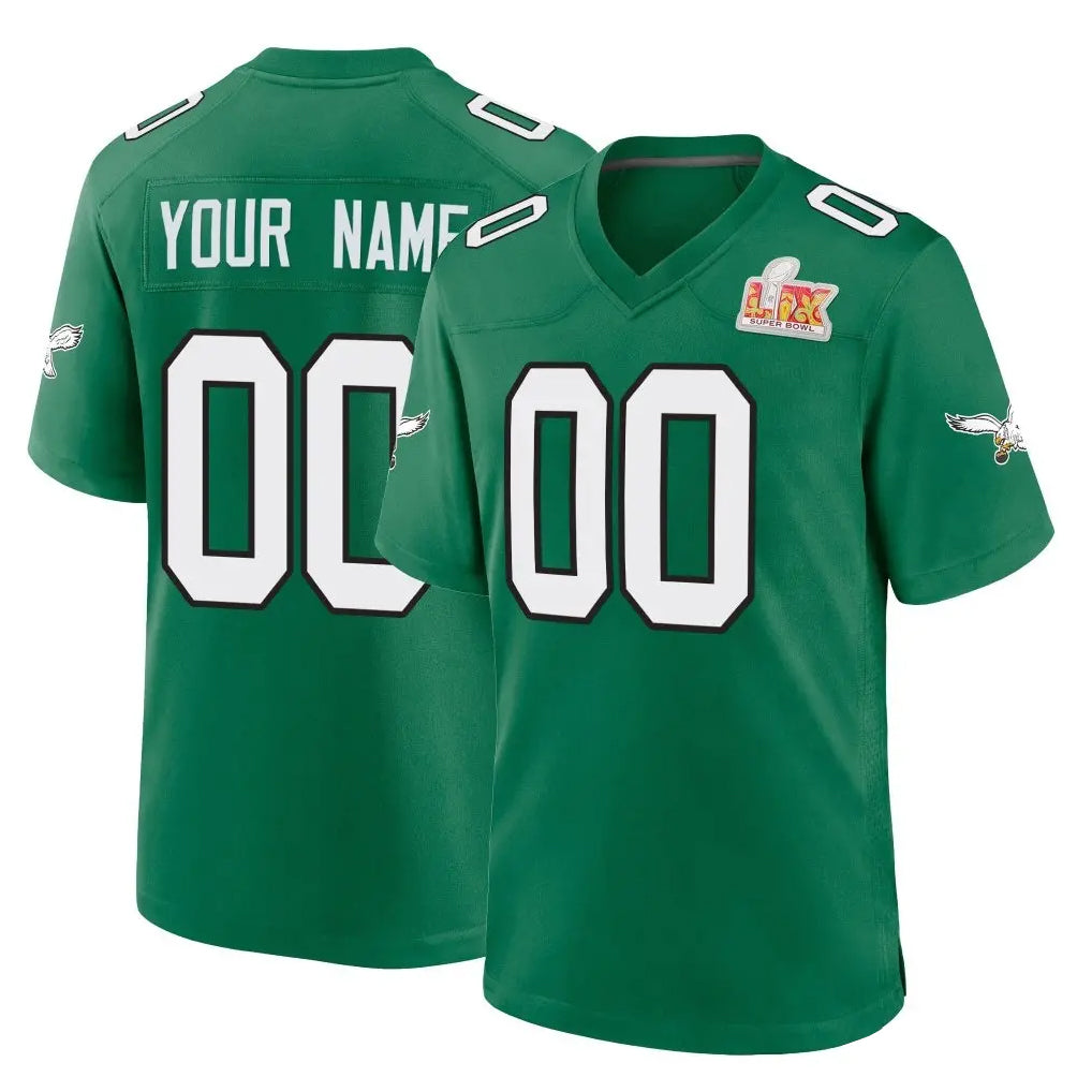 Choea Custom P.Eagles Green Kelly Alternate Super Bowl LIX Home Game Any Name & Numbers Stitched Jerseys