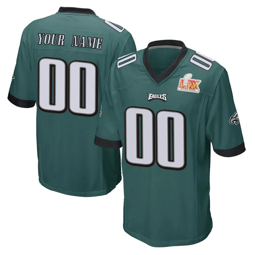 Choea Custom P.Eagles Team Color Green Super Bowl LIX Home Game Any Name & Numbers Stitched Jerseys