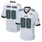 Choea Custom P.Eagles White Super Bowl LIX Home Game Any Name & Numbers Stitched Jerseys