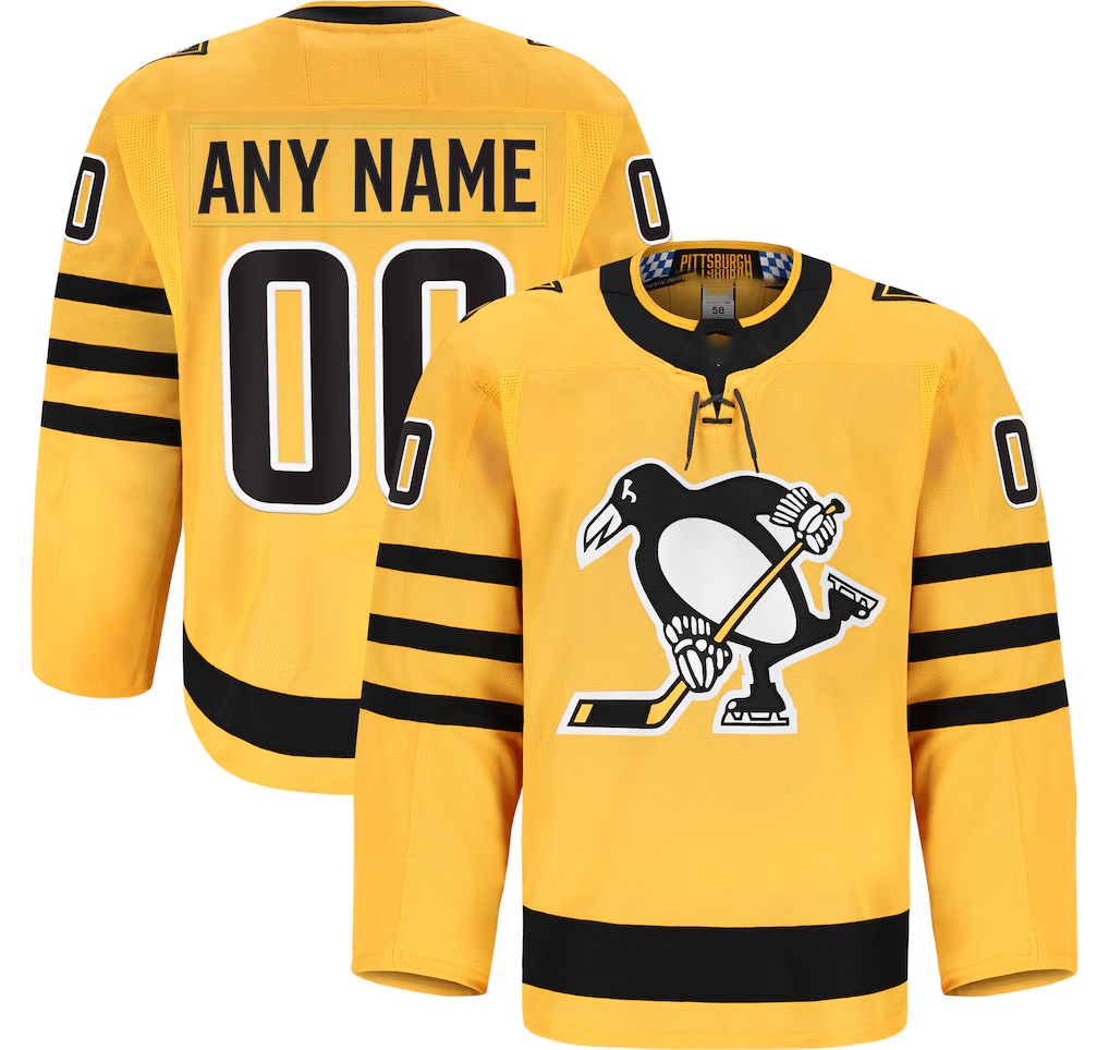 Choea Custom P.Penguins Gold Alternate Authentic Pro Jerseys