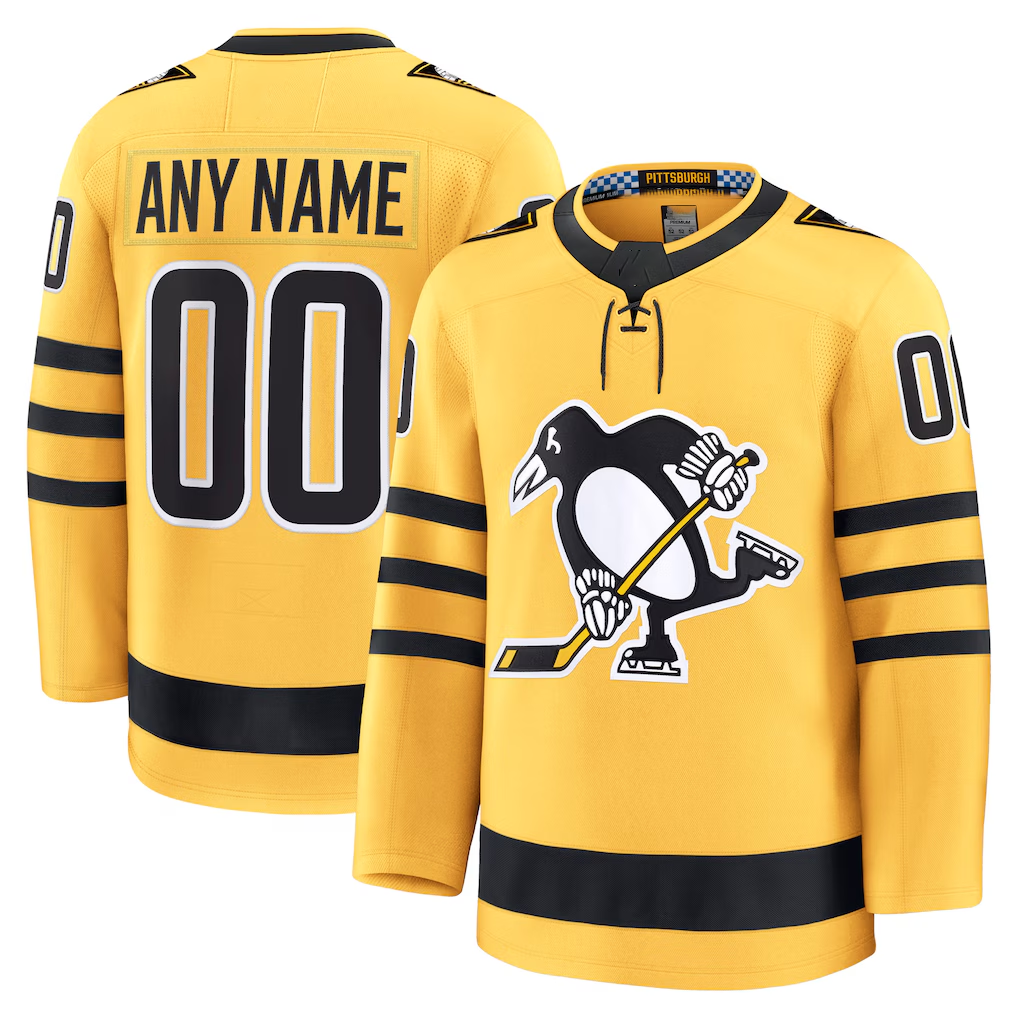 Choea Custom P.Penguins Gold Alternate Premium Jerseys