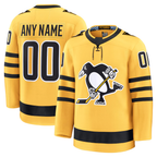 Choea Custom P.Penguins Gold Alternate Premium Jerseys