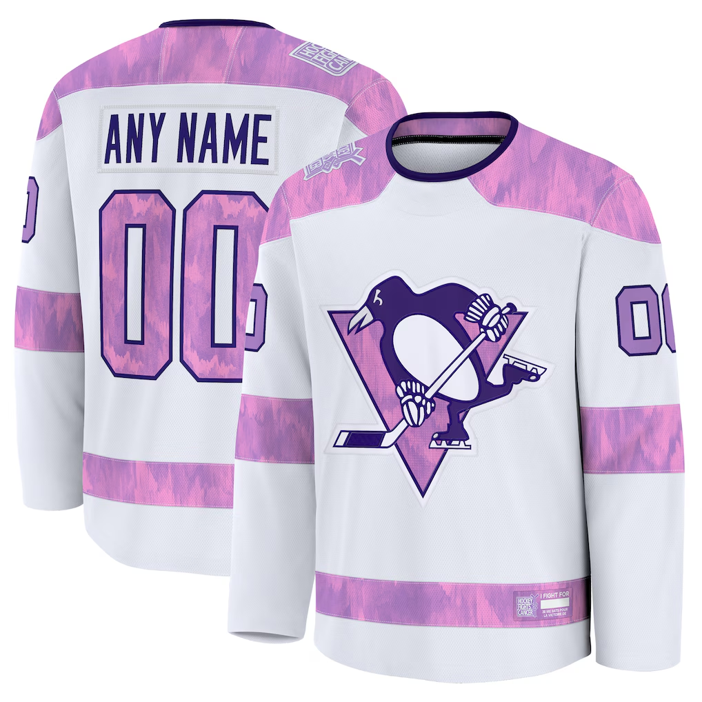 Choea Custom P.Penguins White 2024 Hockey Fights Cancer Jerseys