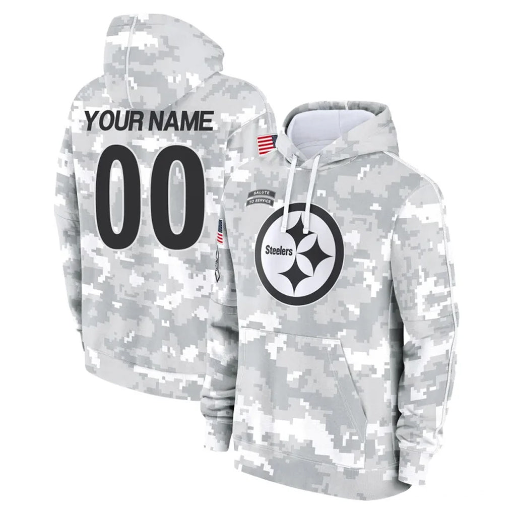 Choea Custom P.Steelers Arctic Camo Limited Salute to Service Pullover Hoodies Game Any Name & Numbers Stitched Jerseys