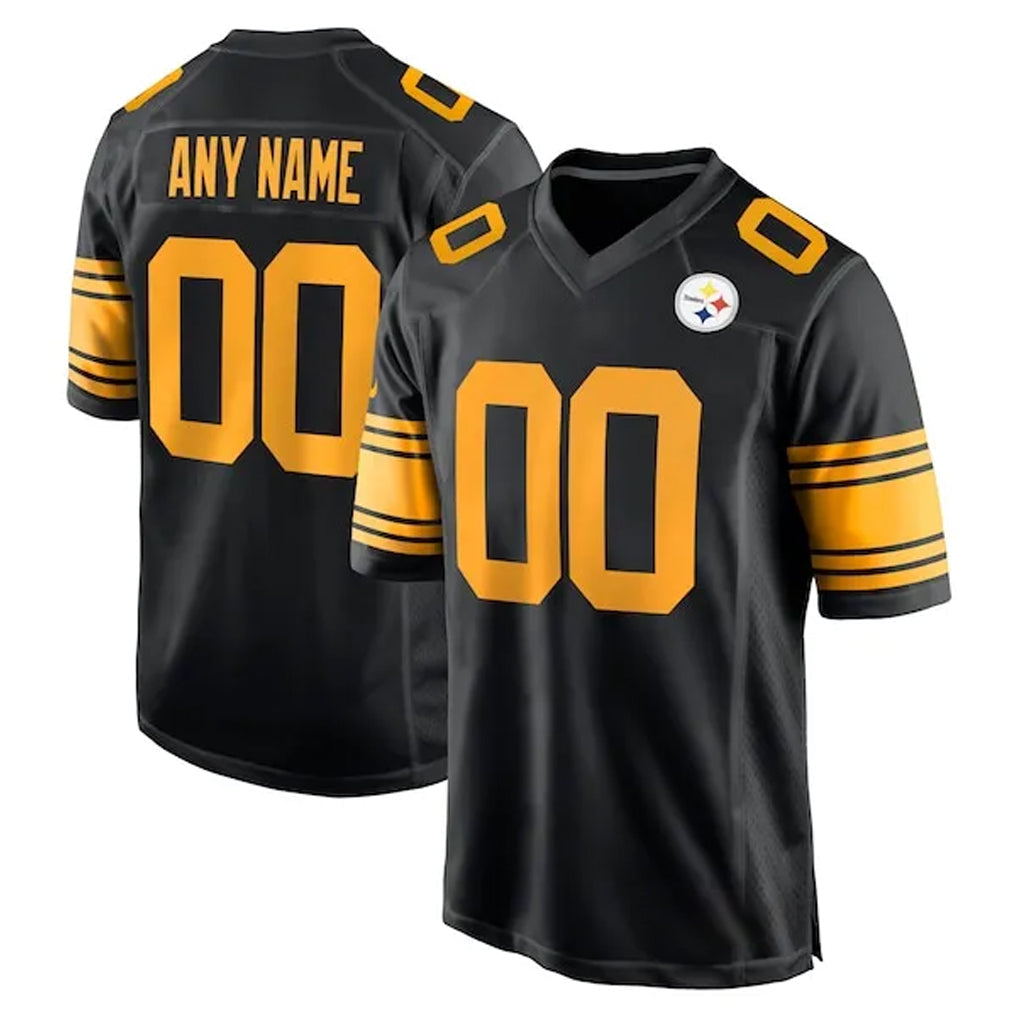 Choea Custom P.Steelers Black Color Rush Home Game Any Name & Numbers Stitched Jerseys