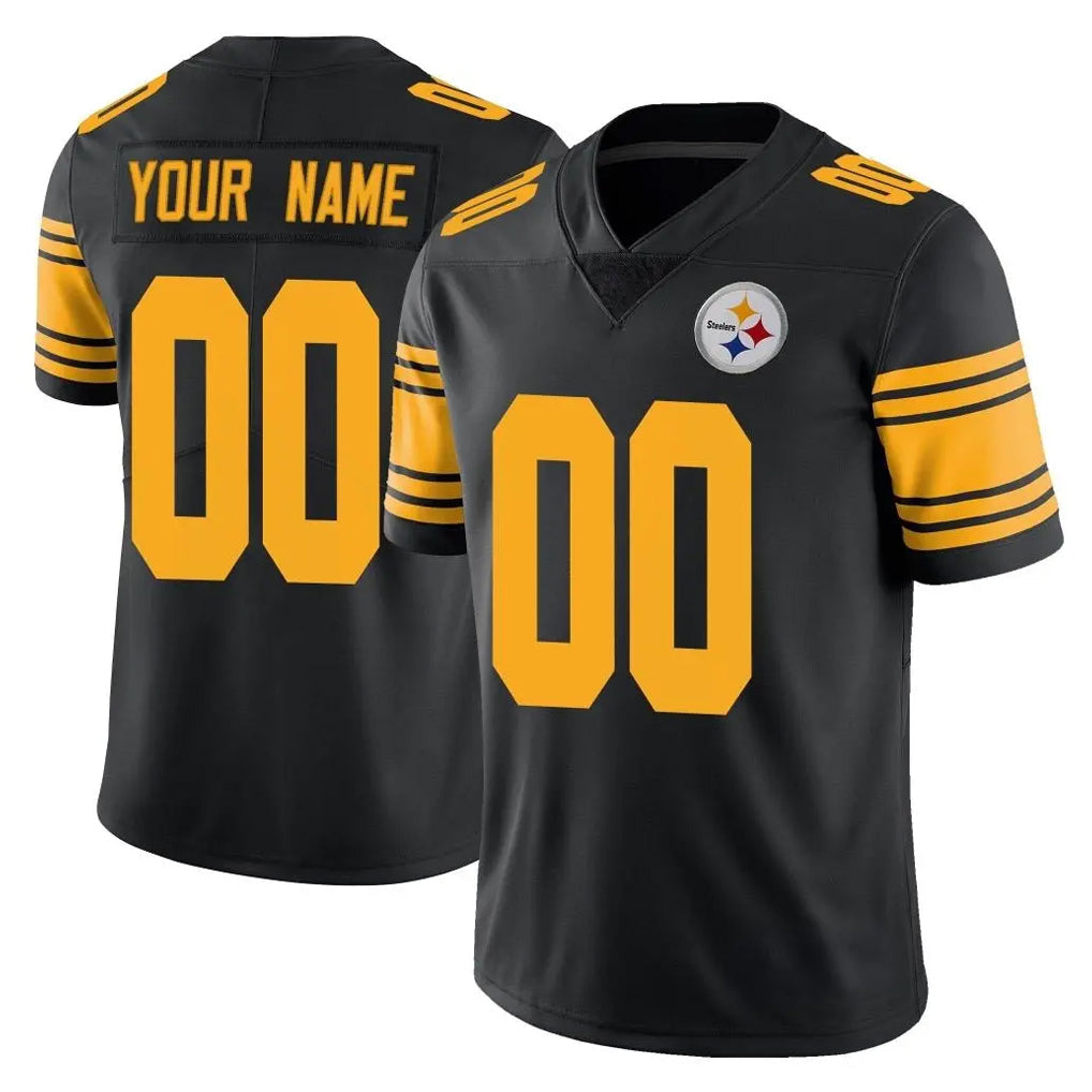 Choea Custom P.Steelers Black Limited Color Rush Home Game Any Name & Numbers Stitched Jerseys