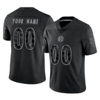 Choea Custom P.Steelers Black Reflective Limited Home Game Any Name & Numbers Stitched Jerseys