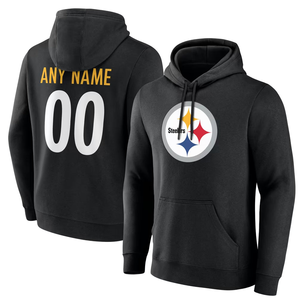 Choea Custom P.Steelers Blck LOGO Pullover Hoodies Limited Any Name & Numbers Stitched Jerseys