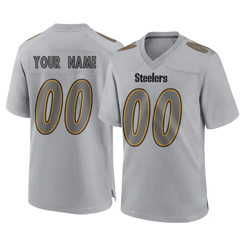 Choea Custom P.Steelers Gray Atmosphere Fashion Home Game Any Name & Numbers Stitched Jerseys