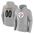 Choea Custom P.Steelers Gray LOGO Pullover Hoodies Limited Any Name & Numbers Stitched Jerseys