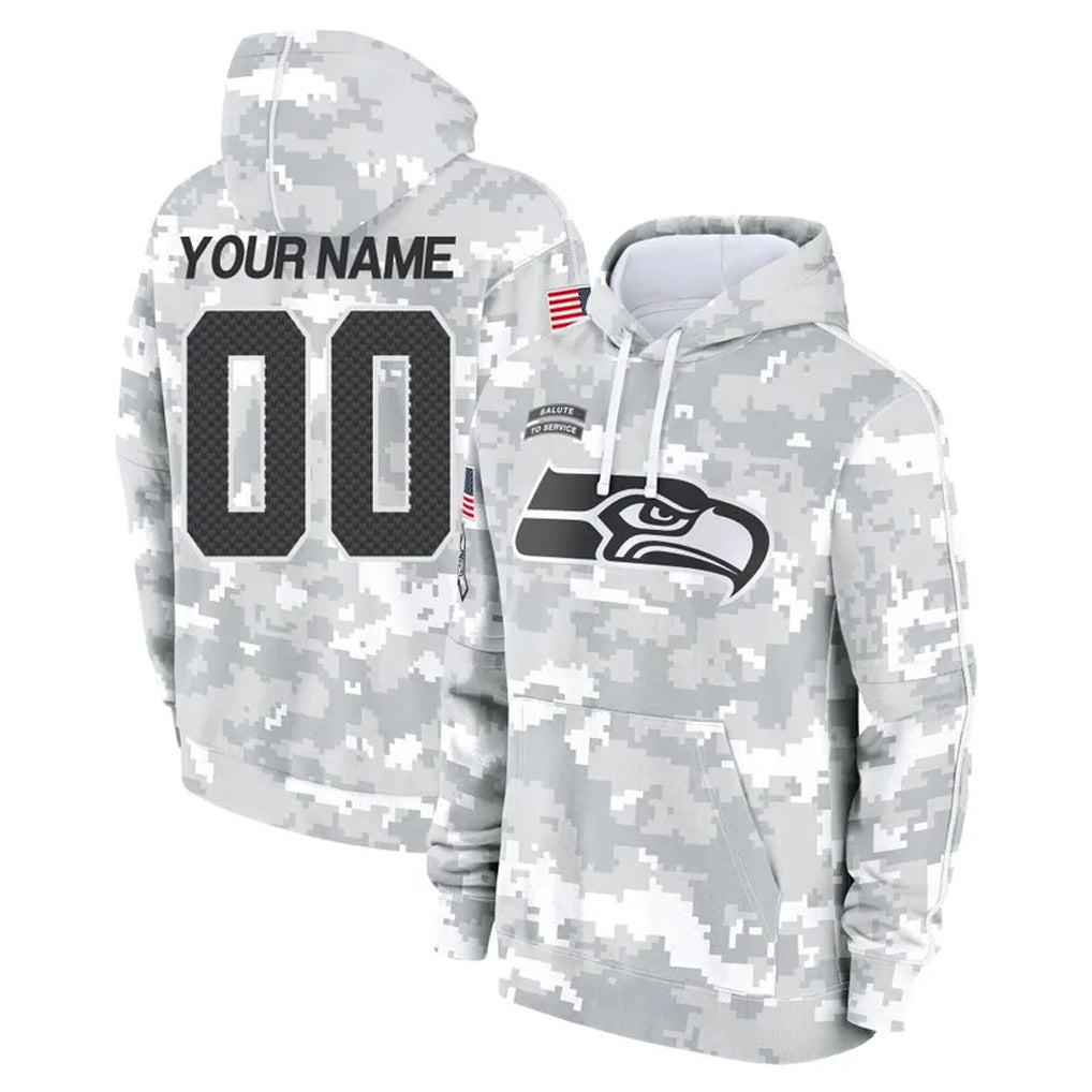 Choea Custom S.Seahawks Arctic Camo Limited Salute to Service Pullover Hoodies Game Any Name & Numbers Stitched Jerseys