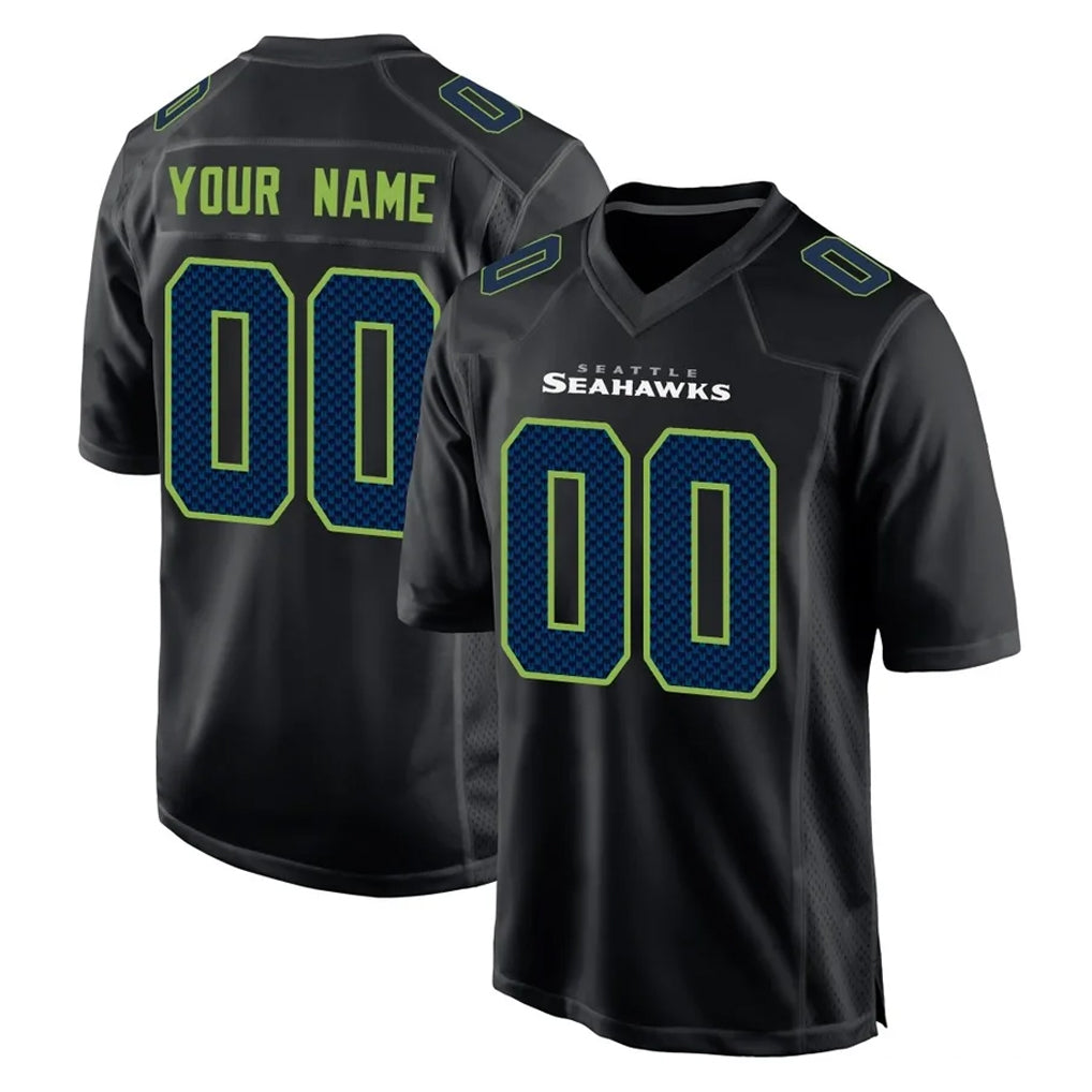 Choea Custom S.Seahawks Black Limited Fashion Home Game Any Name & Numbers Stitched Jerseys