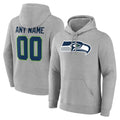 Choea Custom S.Seahawks Gray LOGO Pullover Hoodies Game Any Name & Numbers Stitched Jerseys