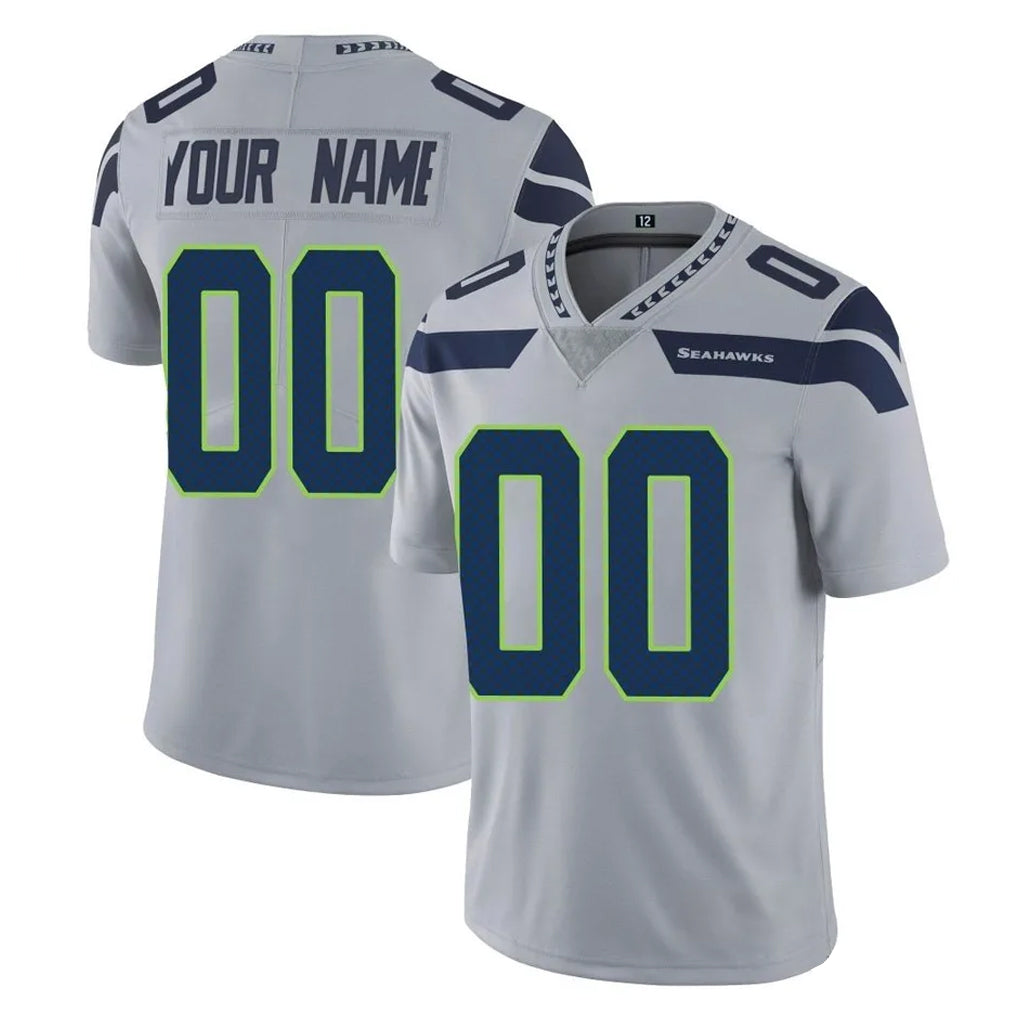 Choea Custom S.Seahawks Gray Limited Vapor Untouchable Home Game Any Name & Numbers Stitched Jerseys