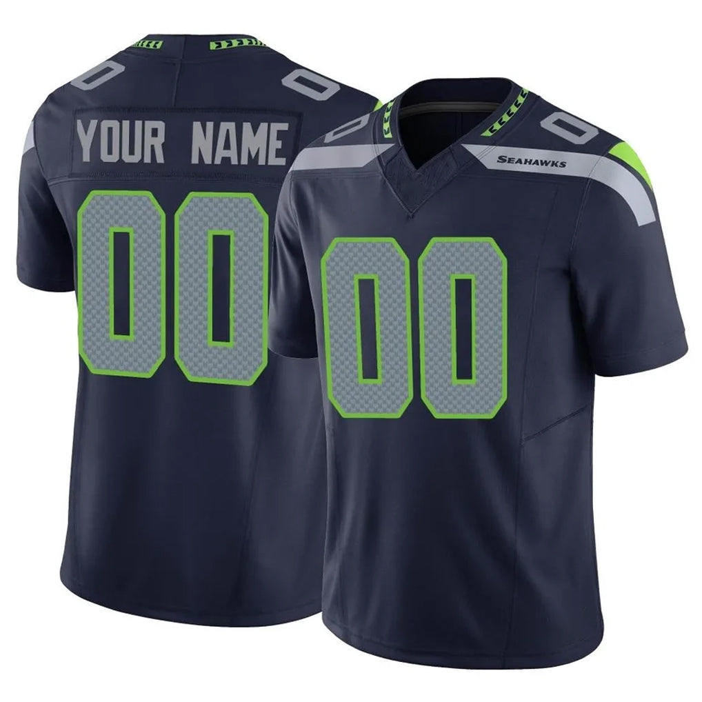 Choea Custom S.Seahawks Navy Limited Vapor F.U.S.E. Home Game Any Name & Numbers Stitched Jerseys