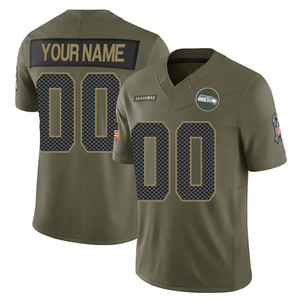 Choea Custom S.Seahawks Olive 2025 Salute To Service Limited Home Game Any Name & Numbers Stitched Jerseys