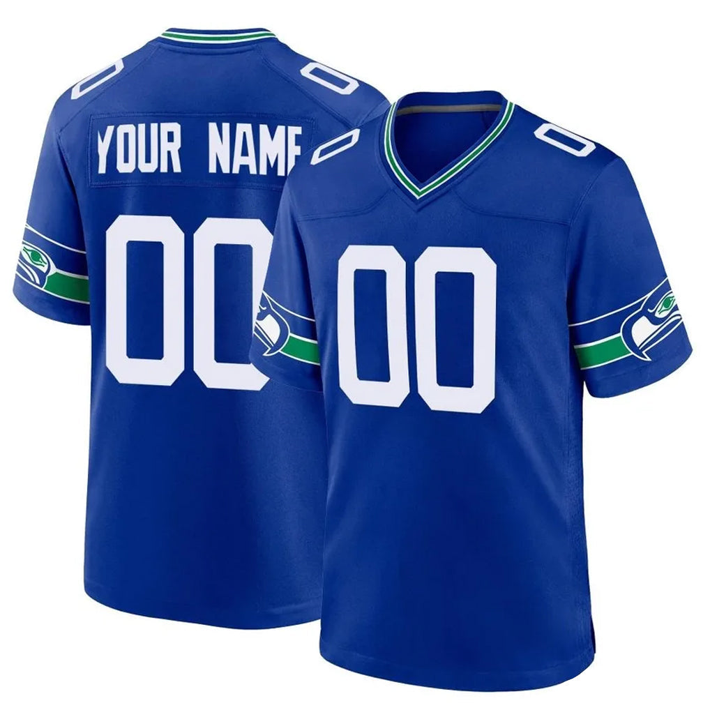 Choea Custom S.Seahawks Royal Throwback Home Game Any Name & Numbers Stitched Jerseys