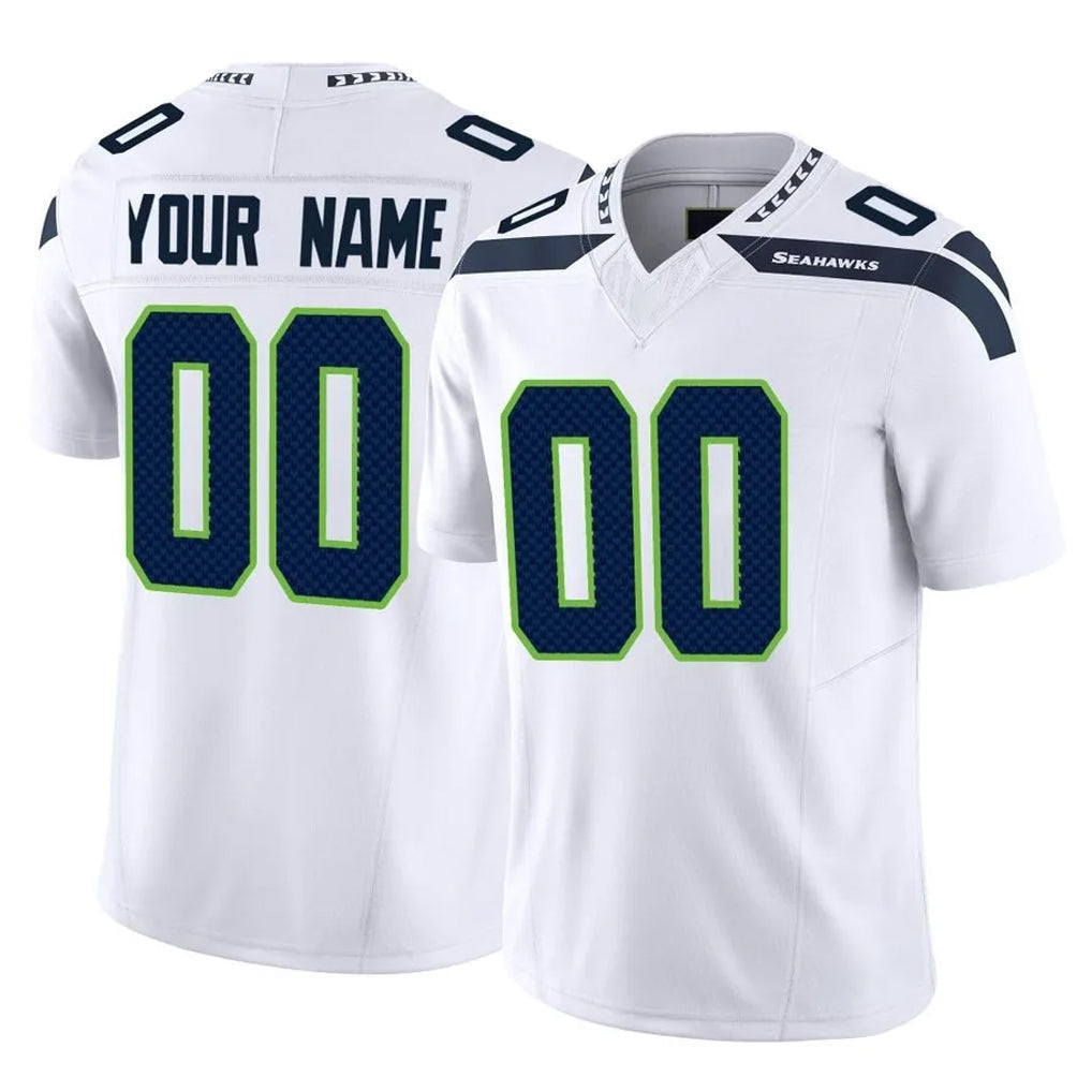 Choea Custom S.Seahawks White Limited Vapor F.U.S.E. Home Game Any Name & Numbers Stitched Jerseys