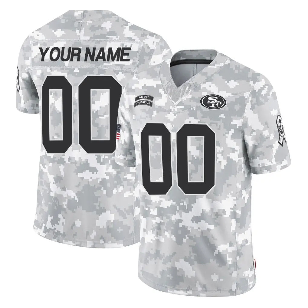 Choea Custom SF.49ers Arctic Camo Limited Salute To Service Home Game Any Name & Numbers Stitched Jerseys