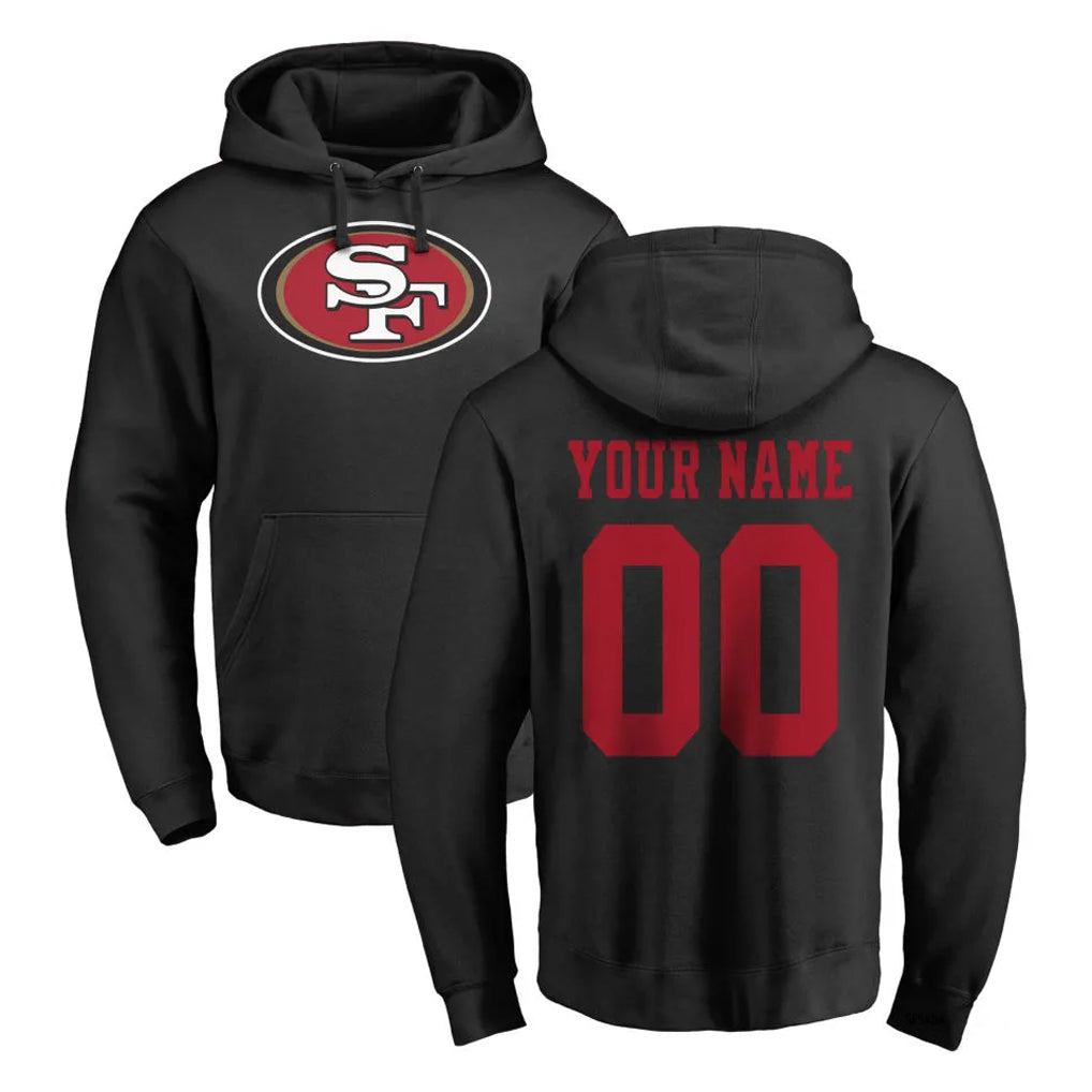 Choea Custom SF.49ers Black LOGO Pullover Hoodies Home Game Any Name & Numbers Stitched Jerseys