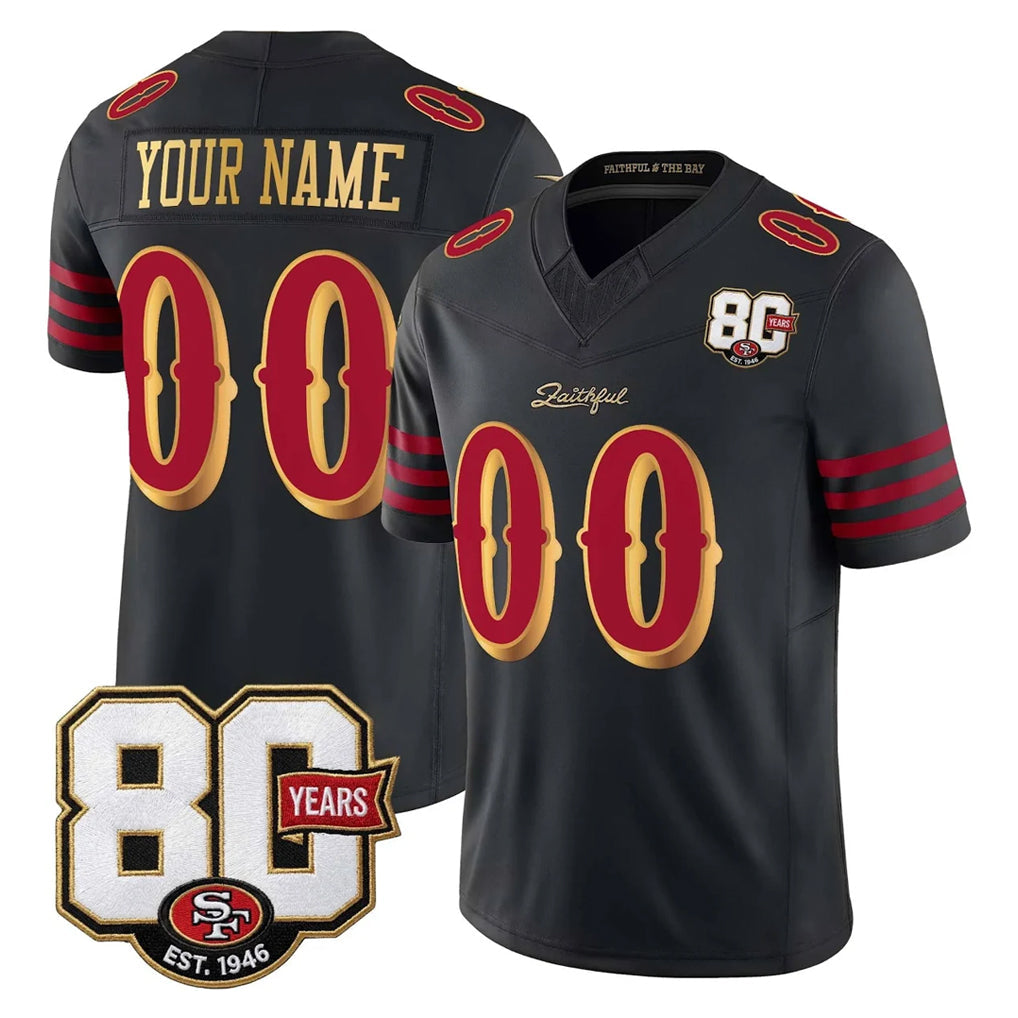 Choea Custom SF.49ers Black Limited 80th Rivalries Collection Home Game Any Name & Numbers Stitched Jerseys
