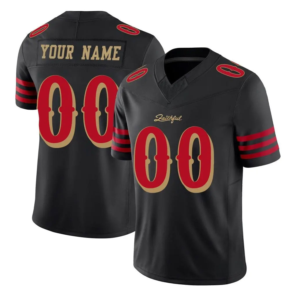 Choea Custom SF.49ers Black Limited Rivalries Collection Home Game Any Name & Numbers Stitched Jerseys