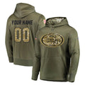 Choea Custom SF.49ers Olive Salute to Service Pullover Hoodie Home Game Any Name & Numbers Stitched Jerseys