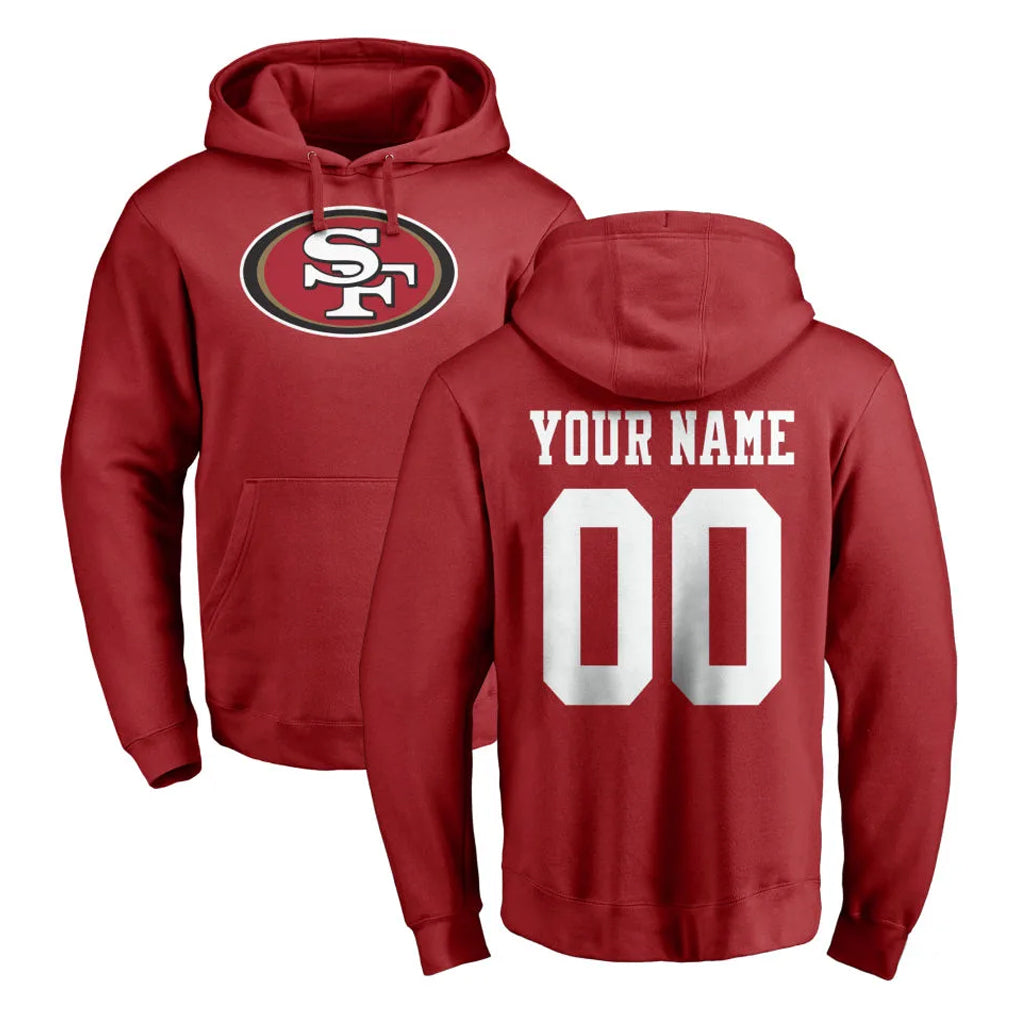 Choea Custom SF.49ers Red LOGO Pullover Hoodies Home Game Any Name & Numbers Stitched Jerseys