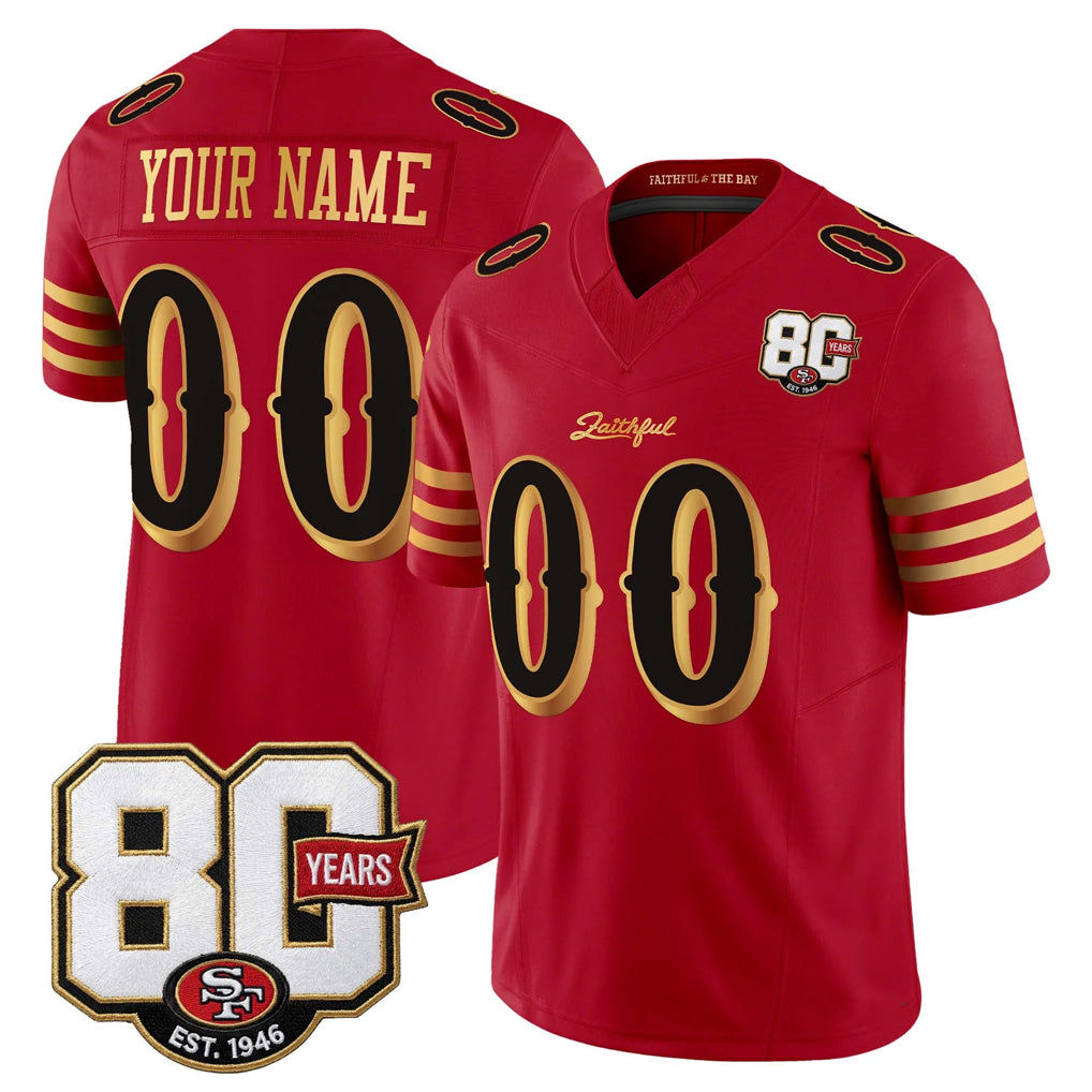 Choea Custom SF.49ers Red Limited 80th Rivalries Collection Home Game Any Name & Numbers Stitched Jerseys