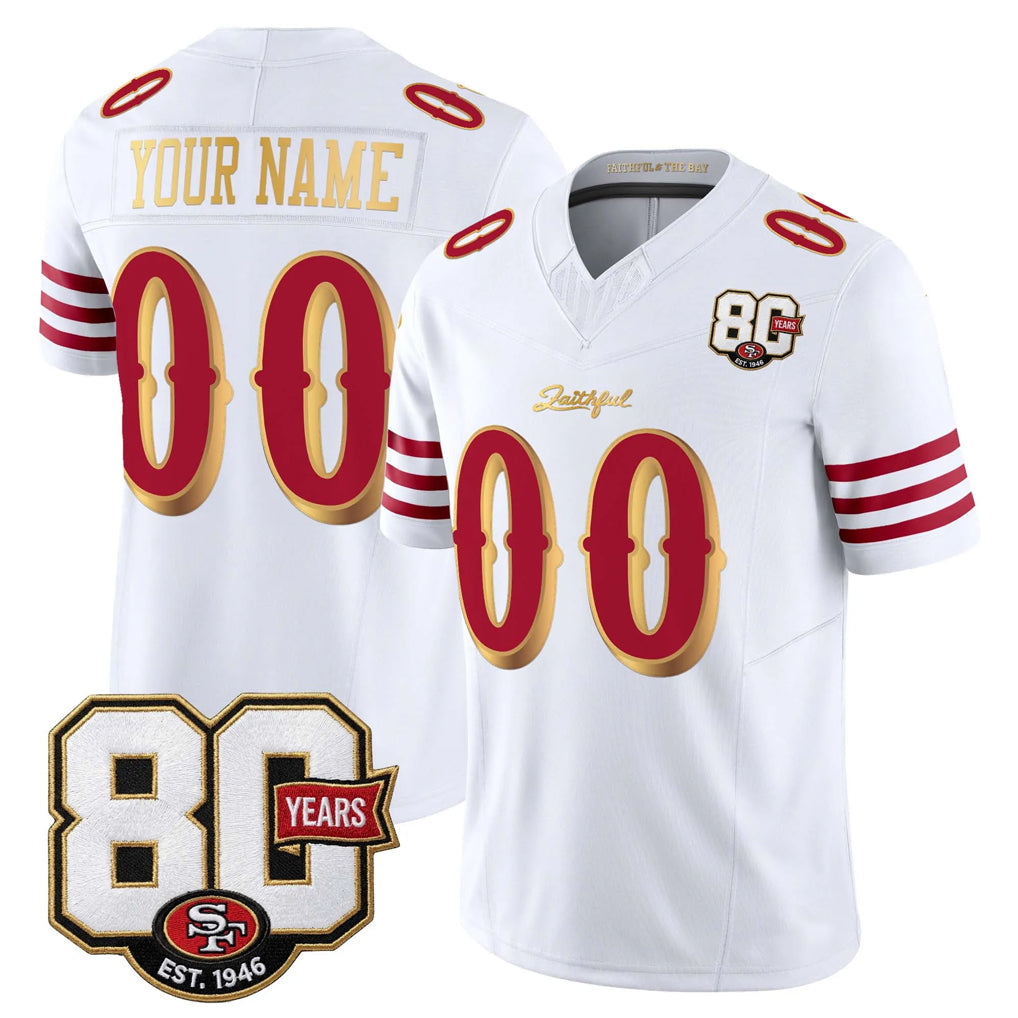 Choea Custom SF.49ers White Limited 80th Rivalries Collection Home Game Any Name & Numbers Stitched Jerseys