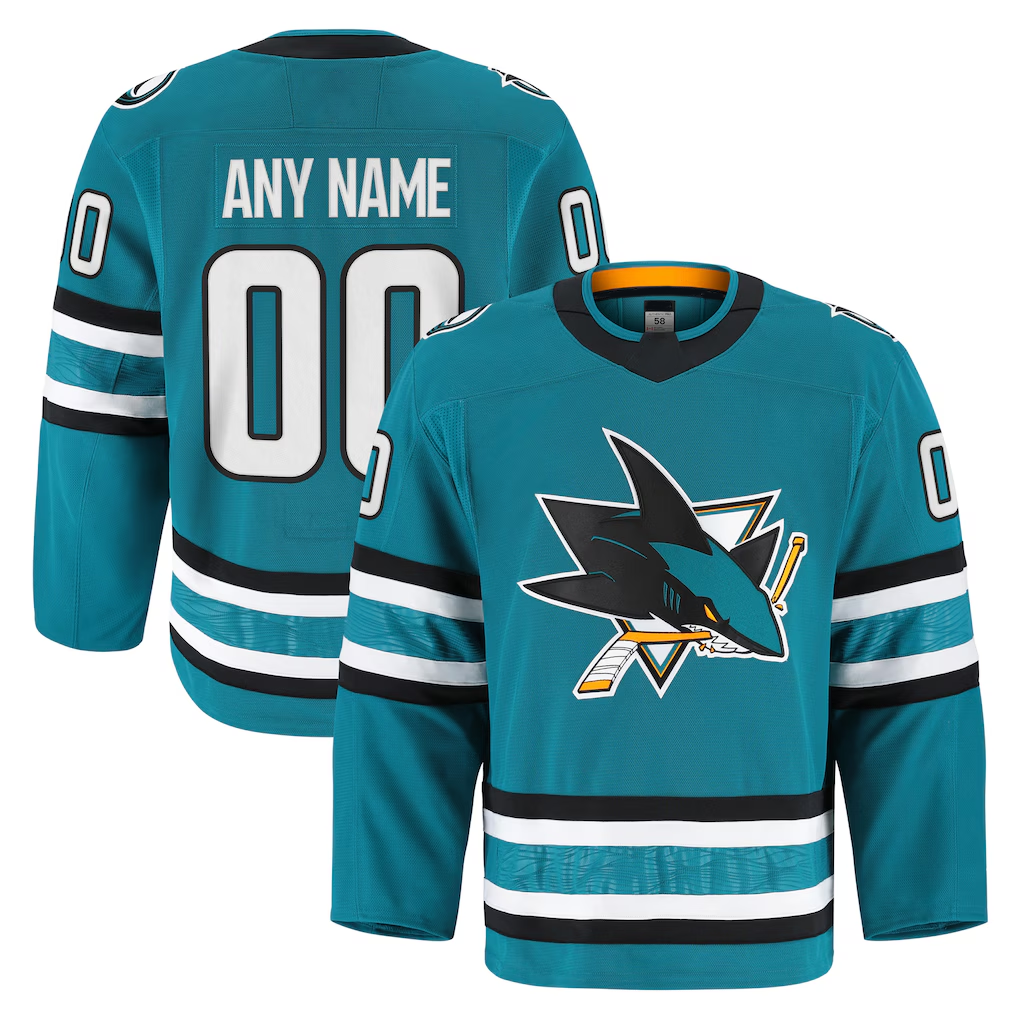Choea Custom S.Jose Sharks Teal Home Authentic Pro Jerseys