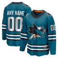 Choea Custom S.Jose Sharks Teal Home Breakaway Jerseys