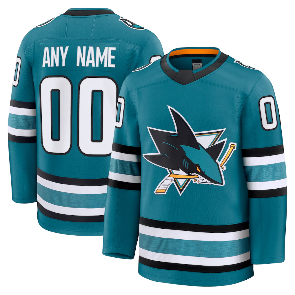 Choea Custom S.Jose Sharks Teal Home Premium Jerseys