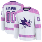 Choea Custom S.Jose Sharks White 2024 Hockey Fights Cancer Practice Jerseys