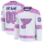 Choea Custom St.L.Blues White 2024 Hockey Fights Cancer Practice Jerseys