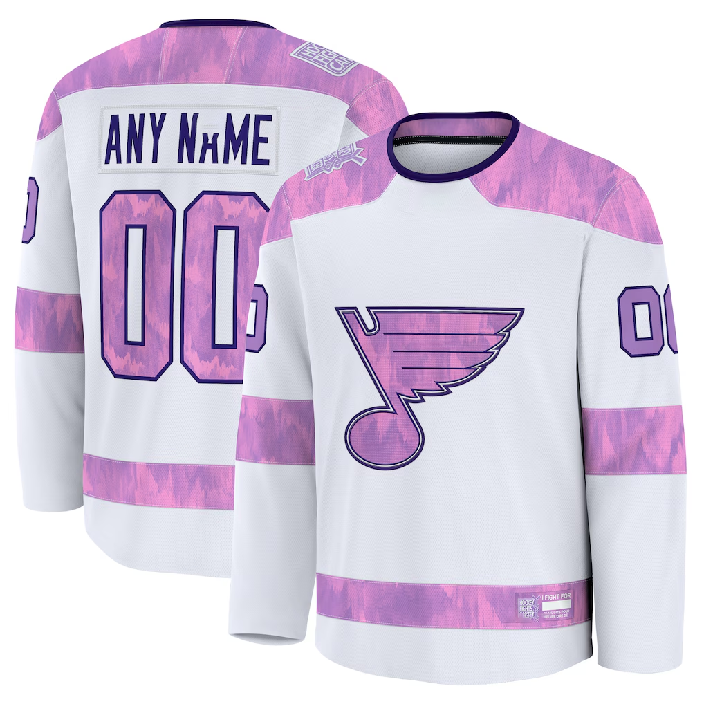 Choea Custom St.L.Blues White 2024 Hockey Fights Cancer Practice Jerseys
